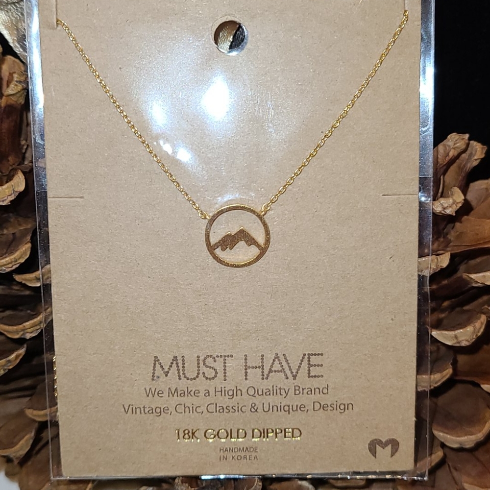 Dainty Mountain 18k Gold Dipped Necklace.  Beautiful stocking stuffers!